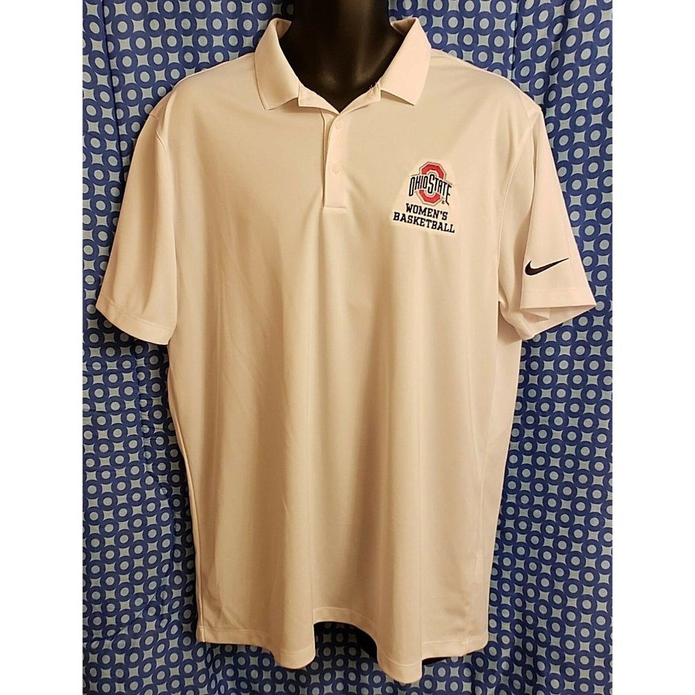 Ohio State Buckeyes Women's Basketball White Nike Dri-Fit Coach's Polo - Mens L